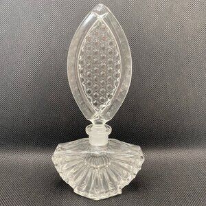 Vintage Czechoslovakia Fan Top Perfume Bottle Clear Cut Glass